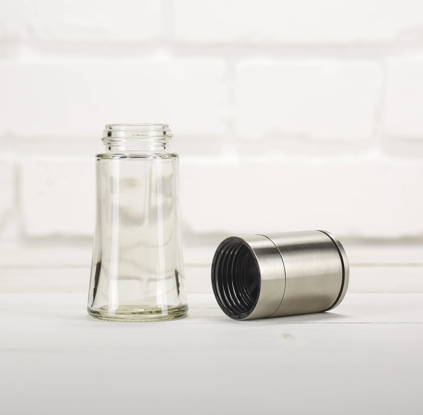 Gewürzmühle, Edelstahl, Glas, detail 2