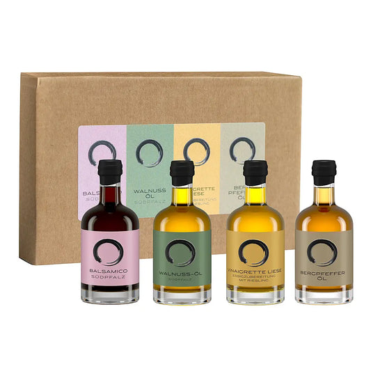 Genießer-Geschenkset mit Bio-Ölen & Essigspezialitäten  4 × 50 ml