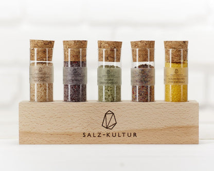 Salzständer, Holz, Reagenzglas befüllt, Version 1