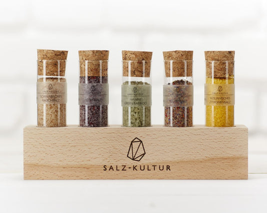 Salzständer, Holz, Reagenzglas befüllt, Version 1