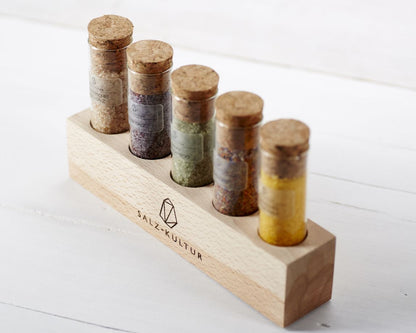 Salzständer, Holz, Reagenzglas befüllt, Version 4